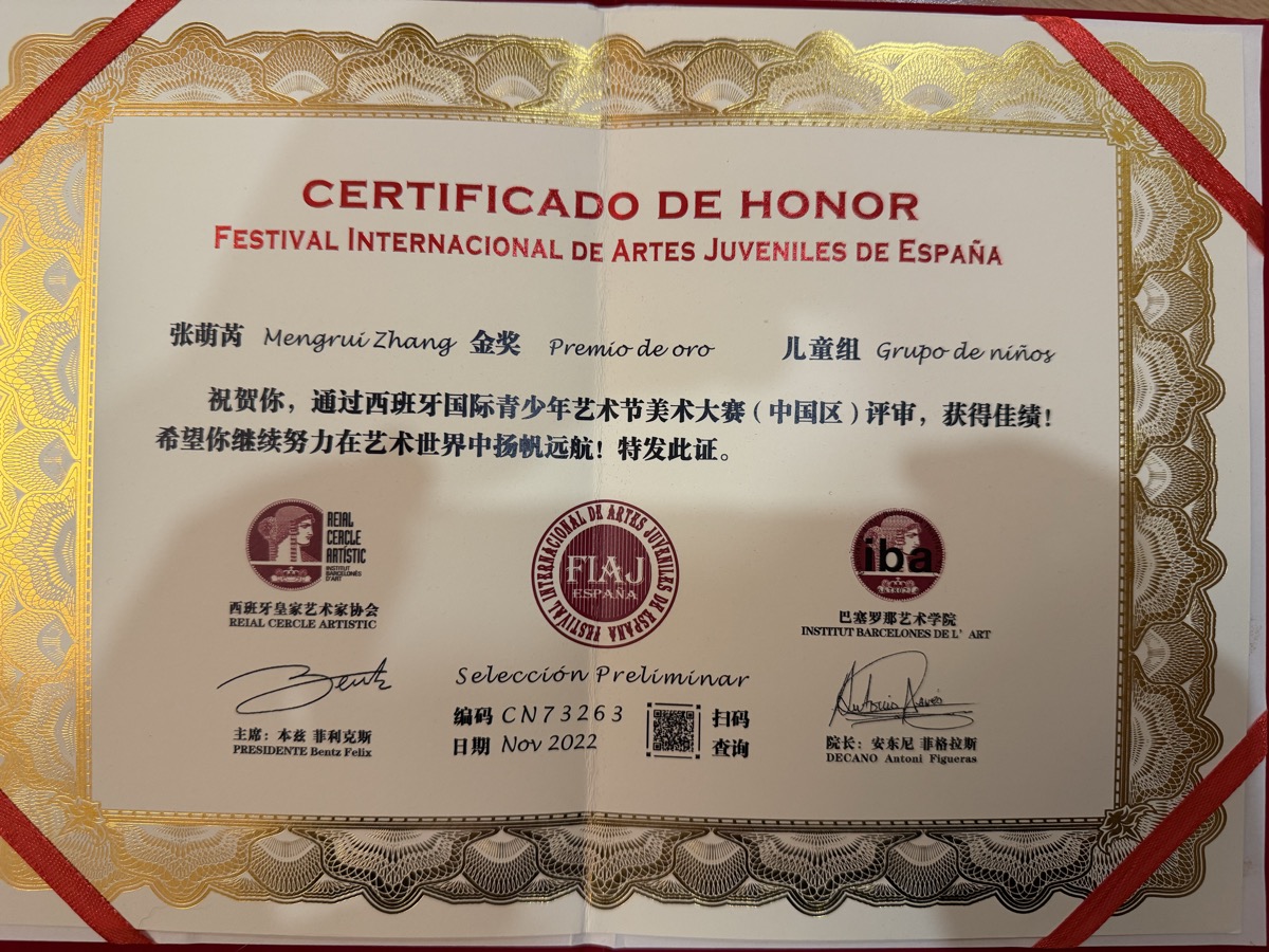 西班牙国际青少年艺术节 金奖